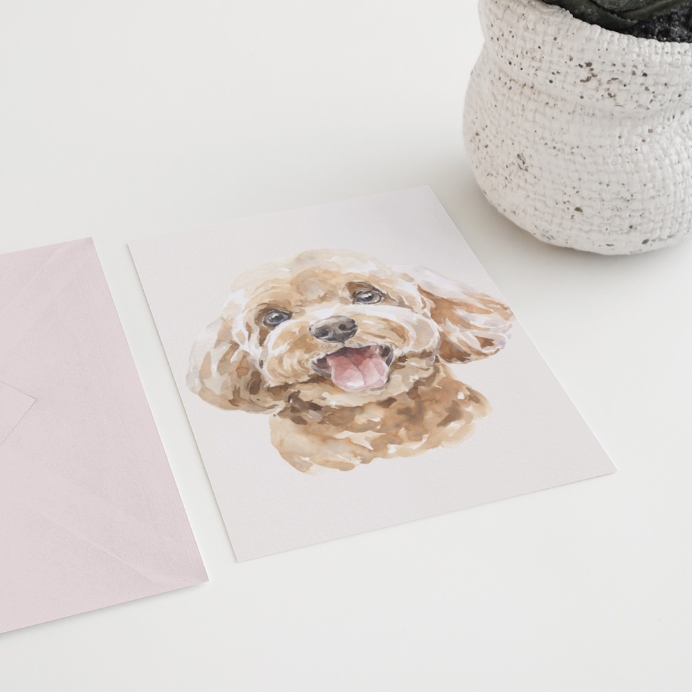 Watercolor Toy Poodle Pet Dog Wall Art Illustration Print Poster Card Unframed - Picture 5 of 7